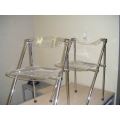  2 Collapsible Side Chair Stainless and Clear Acrylic 